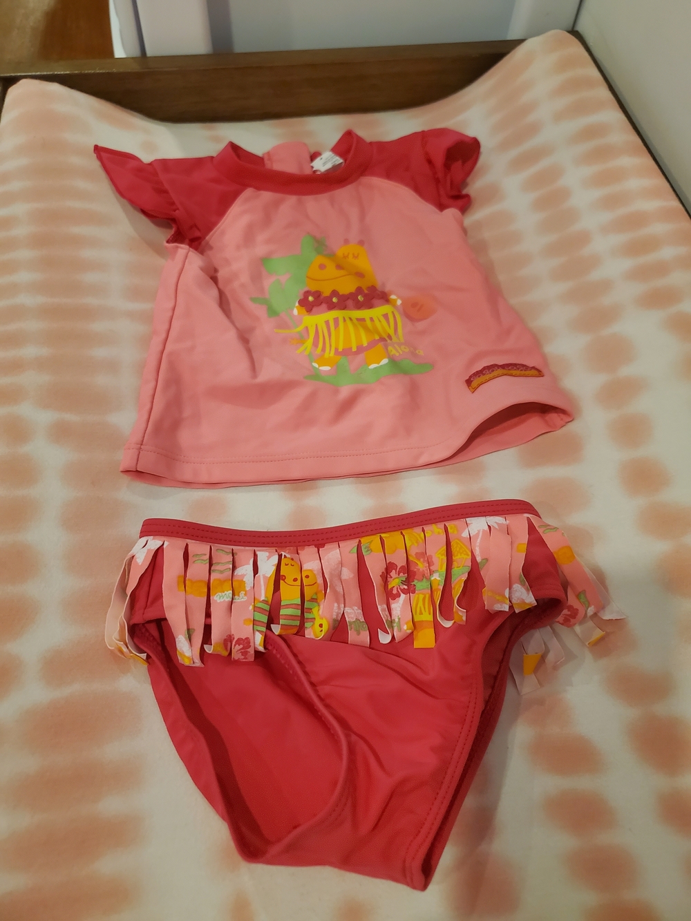 Girls' 18 Month Pink Two-Piece Swim Set with Fringe
